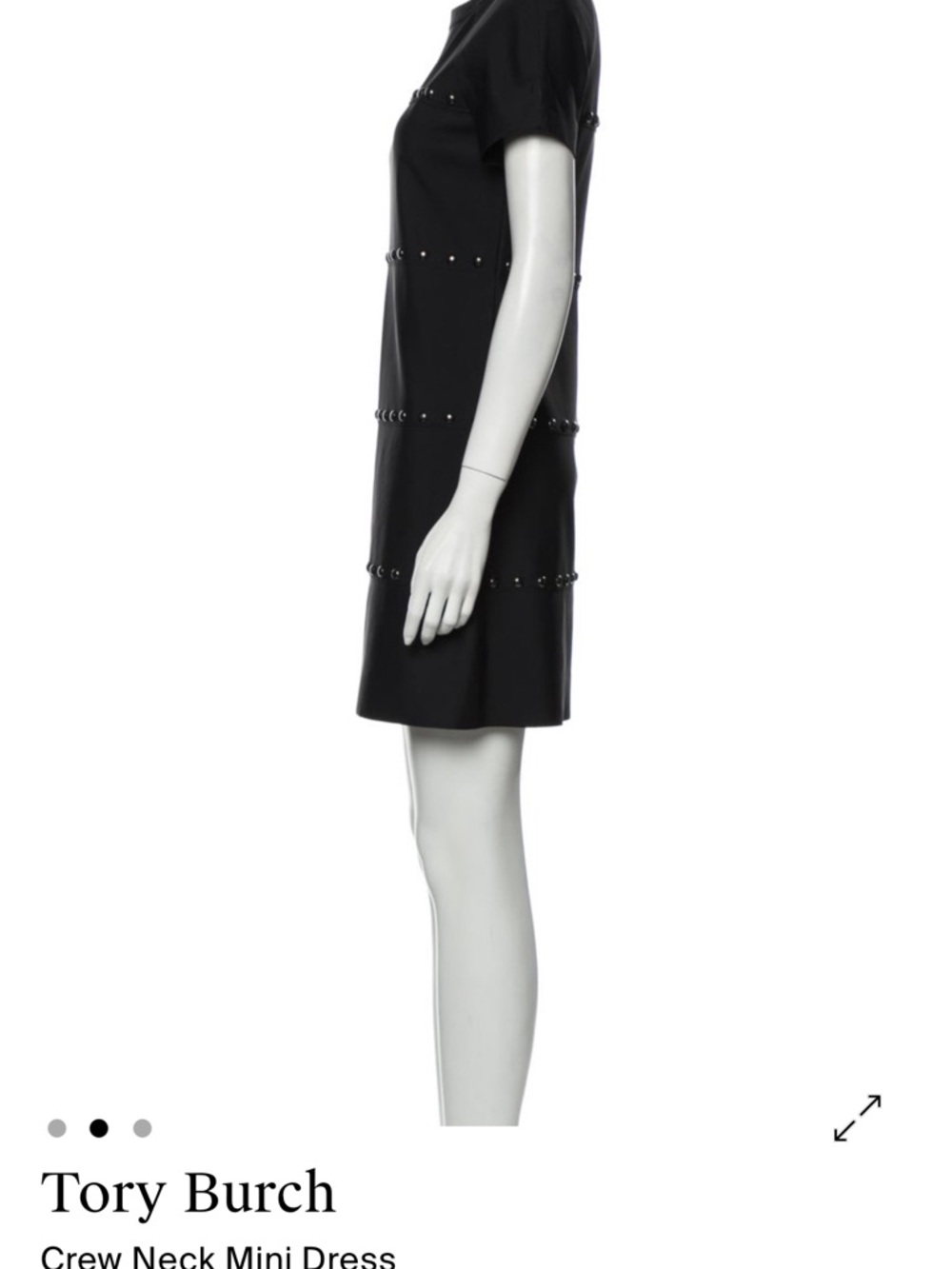 Tory Burch Black Short Sleeve Studded Shift Dress - Picture 6 of 7